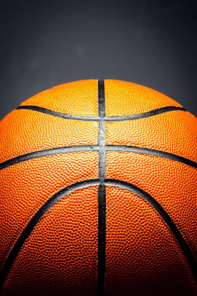 Basketball ball on black background